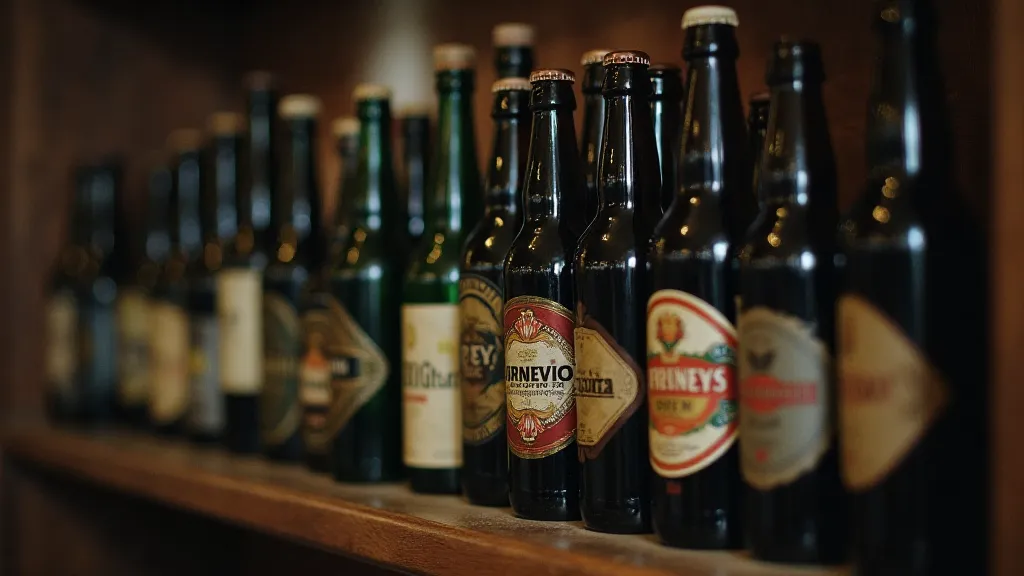 Antique beer bottles display