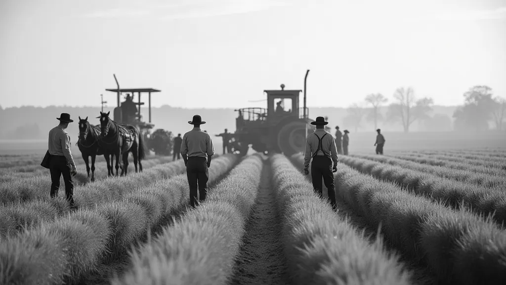Farmers harvesting barley in the early 1900s.