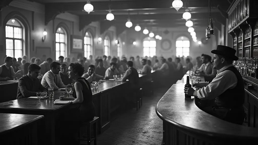 Vintage beer hall photograph