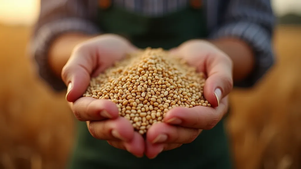 Brewer inspecting freshly harvested barley.