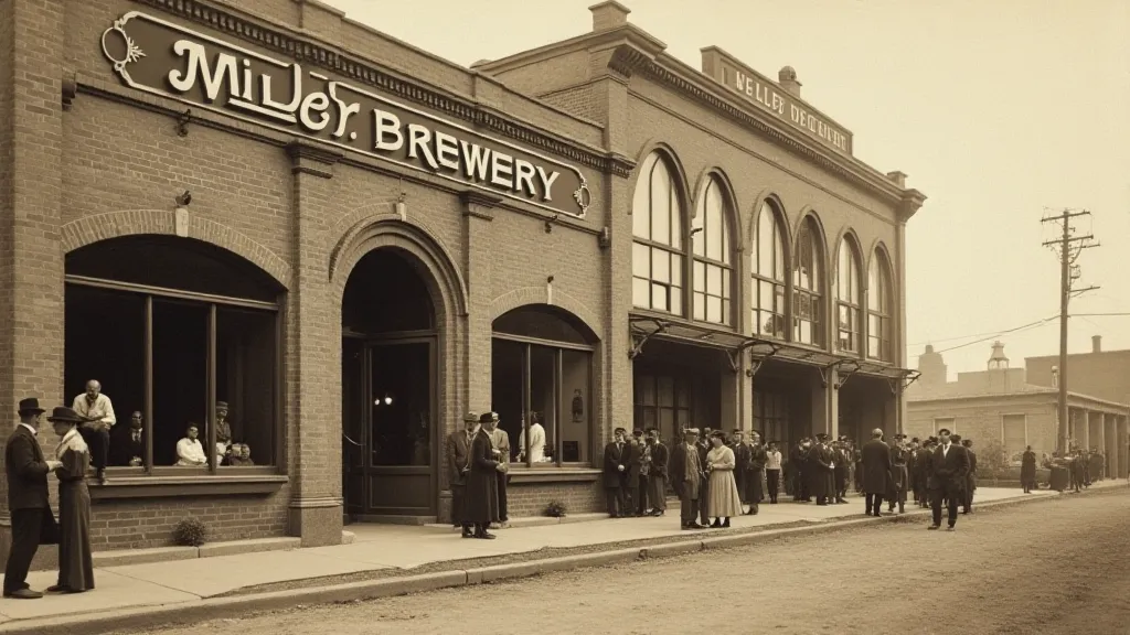 Exterior of Miller Brewery, 1910