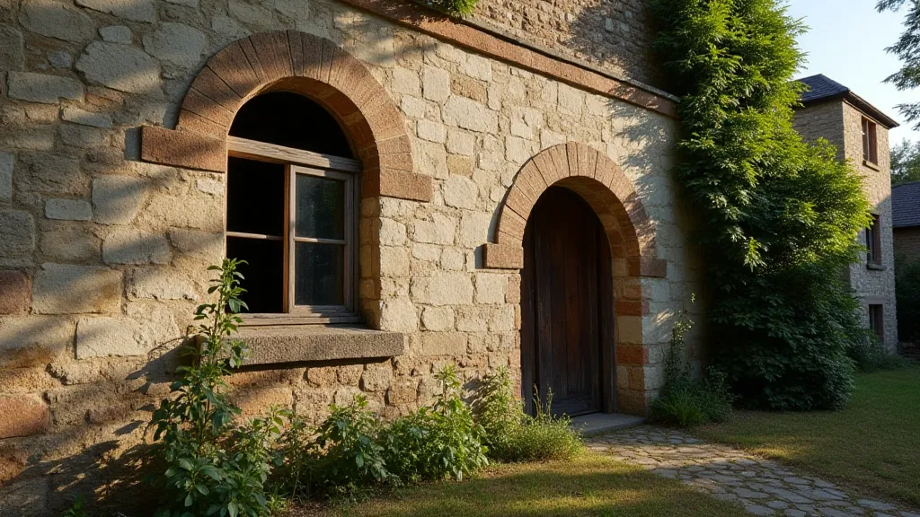 Weathered distillery building