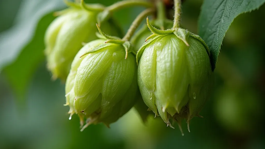 Close-up of freshly picked hop cones.