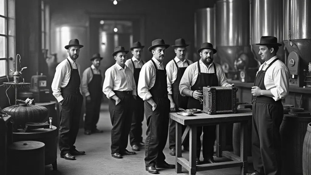 German brewery workers with an accordion
