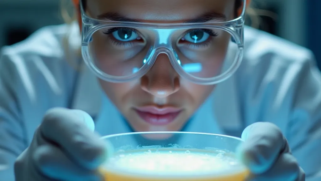 Scientist examining yeast colonies under a microscope